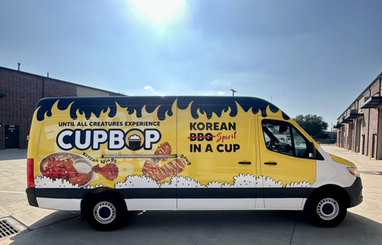yellow wrapped van in lewisville