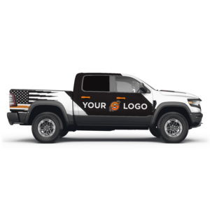 Custom commercial vehicle wrap design on a truck for business advertising