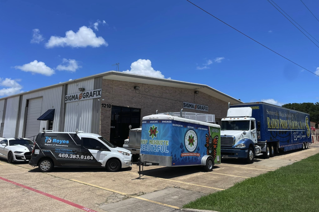 SigmaGrafix vehicle wraps shop storefront in Mesquite, Texas